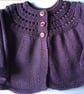 3-6m purple hand knitted cardigan - Image 3