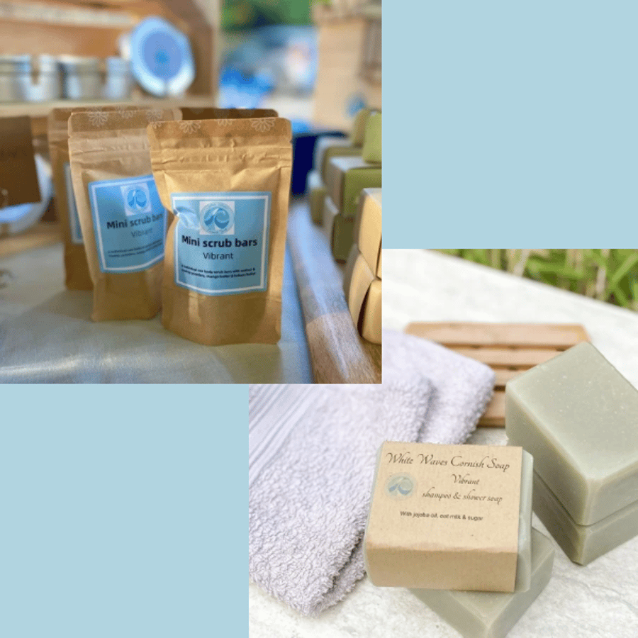 Vibrant Shower Treat Gift - shampoo & shower soap and body scrub - post included