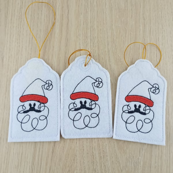 Fabric Christmas Gift Tags - Set of 3 Christmas Embroidered Gift Tags