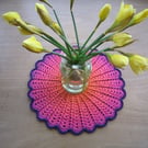 Orange and Pink Crochet Doily Mat, Centre Piece, Placemat, New Home Gift