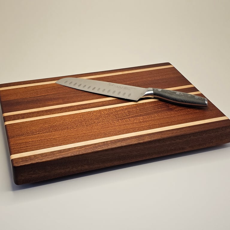 Chopping - Cutting Board (Maple, Sapele) Hardwood, free Board Balm - 38x28x4cm