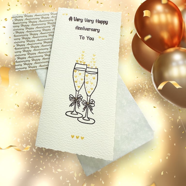 Anniversary card, golden anniversary, champagne, congratulations card