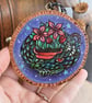 Houseplant Dragon Guardian Pyrography Hanging wood slice decoration - Image 2