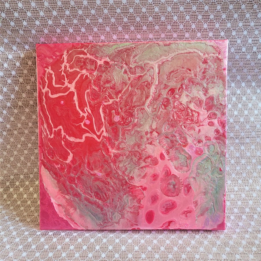 Pink fluid art canvas