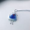 Blue fused glass girl, hug, heart, gift for friend
