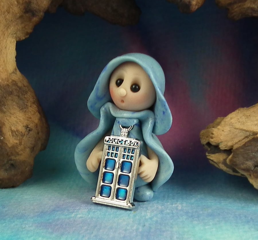 Tiny Time Traveller Gnome 'Doc' 1.5" OOAK Sculpt by Ann Galvin