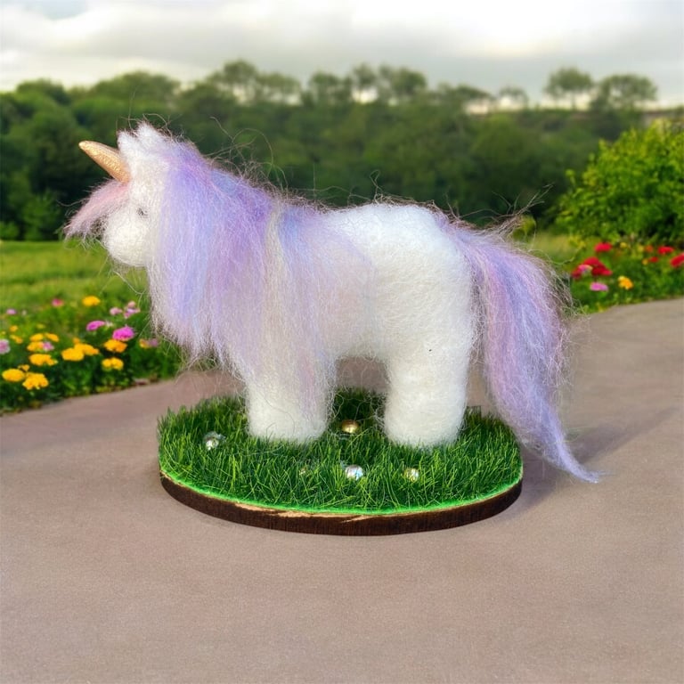 Mini Felted Unicorn model ornament