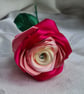 Gorgeous Handmade Raspberry Ripple Pink Ribbon Rose - Long Stem Flower Gift - Image 6