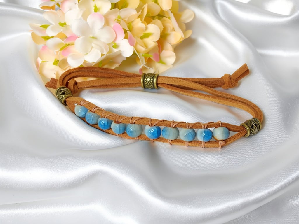 Genuine Suede & Ceramic Bead Bracelet