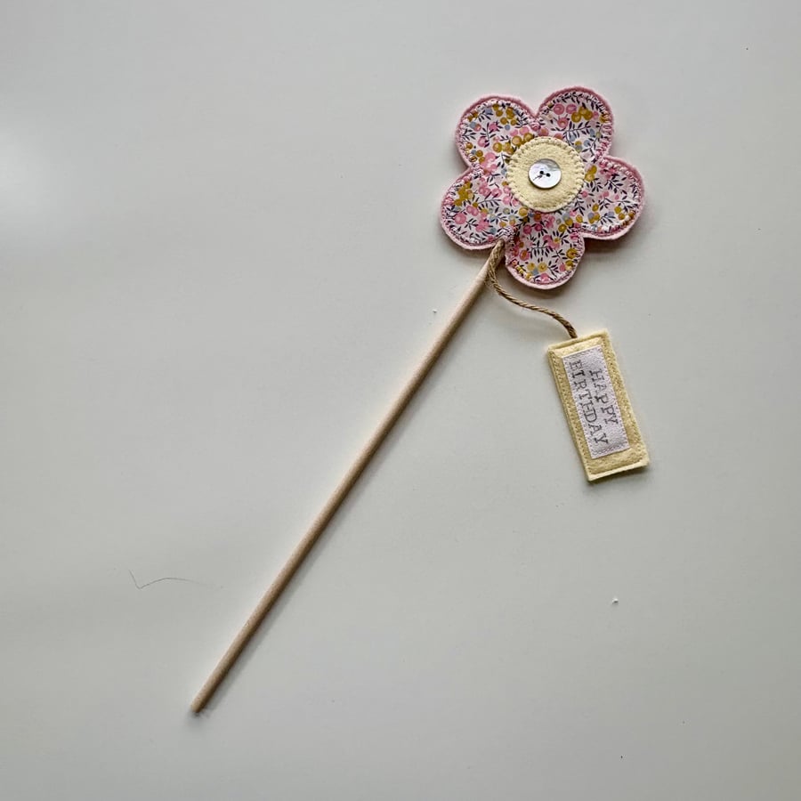 Happy Birthday Fabric  Flower