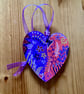 Unique purple and red hand painted heart - Image 1