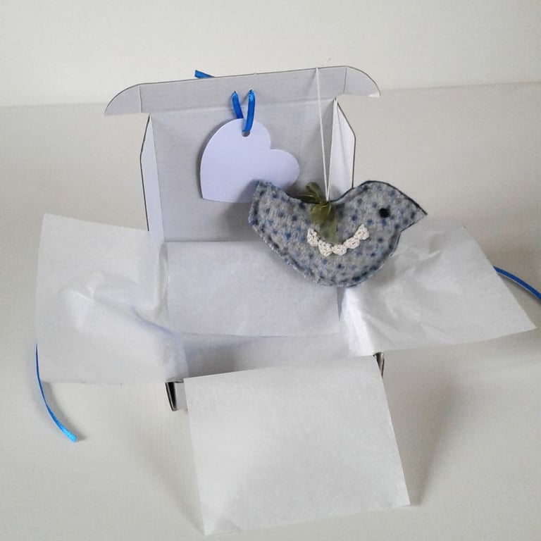 'A little bird told me'wool felt and crochet bird letterbox gift
