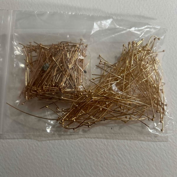 Assorted gold coloured pins for jewellery making (f27)