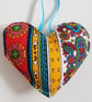 Bright Boho Floral Heart Decoration in Vintage Cotton