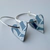 Heart hoop earrings in grey and silver