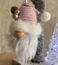 Pink & Grey Stripe Pinecone Nordic Gnome
