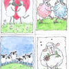 Beautiful Bundle of 4 Sheep Greeting Cards. Free UK shipping