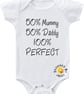 Baby Bodysuit 50% Mummy 50% Daddy 100% Perfect