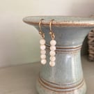 Mother of pearl bead earrings, gold plated