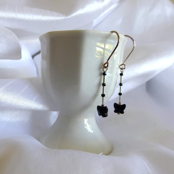 Swarovski Jet Crystal Butterflies (small) and Sterling Silver Earrings