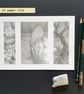 Pencil drawings 4- Deer, waterlilies, tree, original drawing, A5 artwork - Image 3