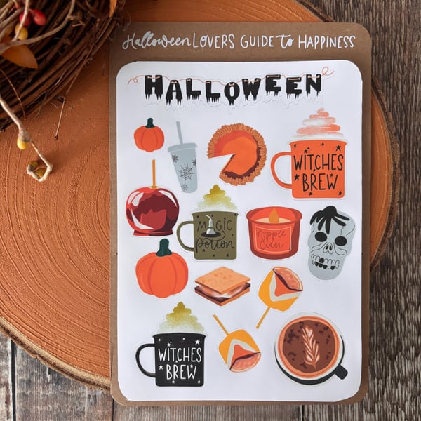 Halloween Sticker Sheet: Cosy Autumn Journaling Stickers