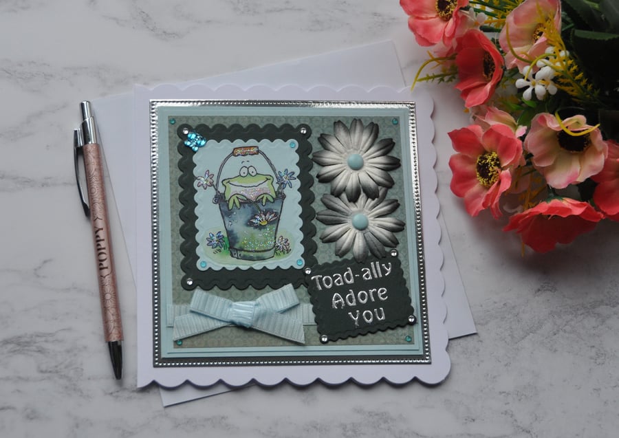 Valentine's Card Toad-ally Adore You Valentines Any Occasion Free Post