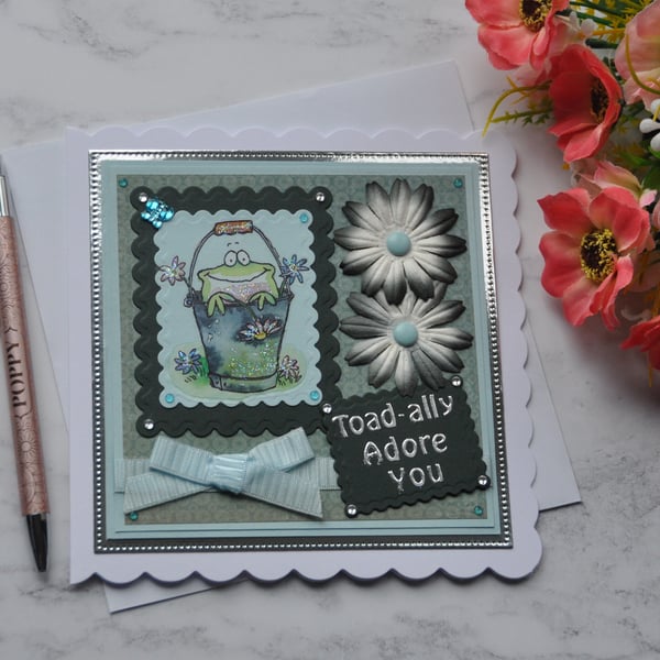 Valentine's Card Toad-ally Adore You Valentines Any Occasion Free Post