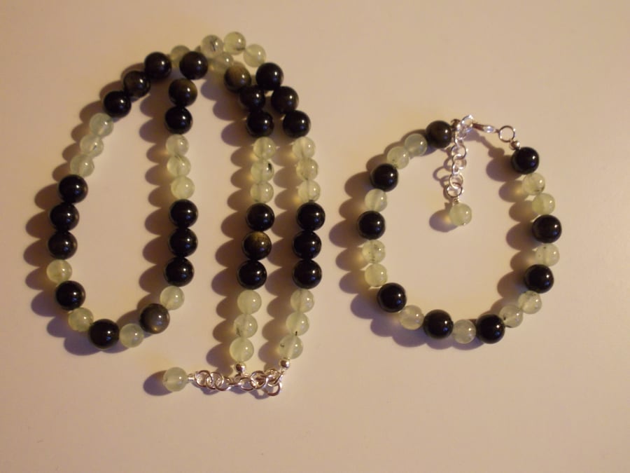 Prehnite and Golden Obsidian Set