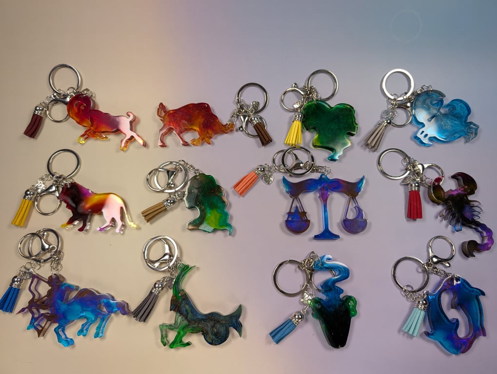 Handmade Resin Zodiac Keychain – Choose Your Star Sign