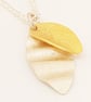 Pilar by Fedha - double leaf pendant in silver and vermeil, oxidised spiga chain - Image 5