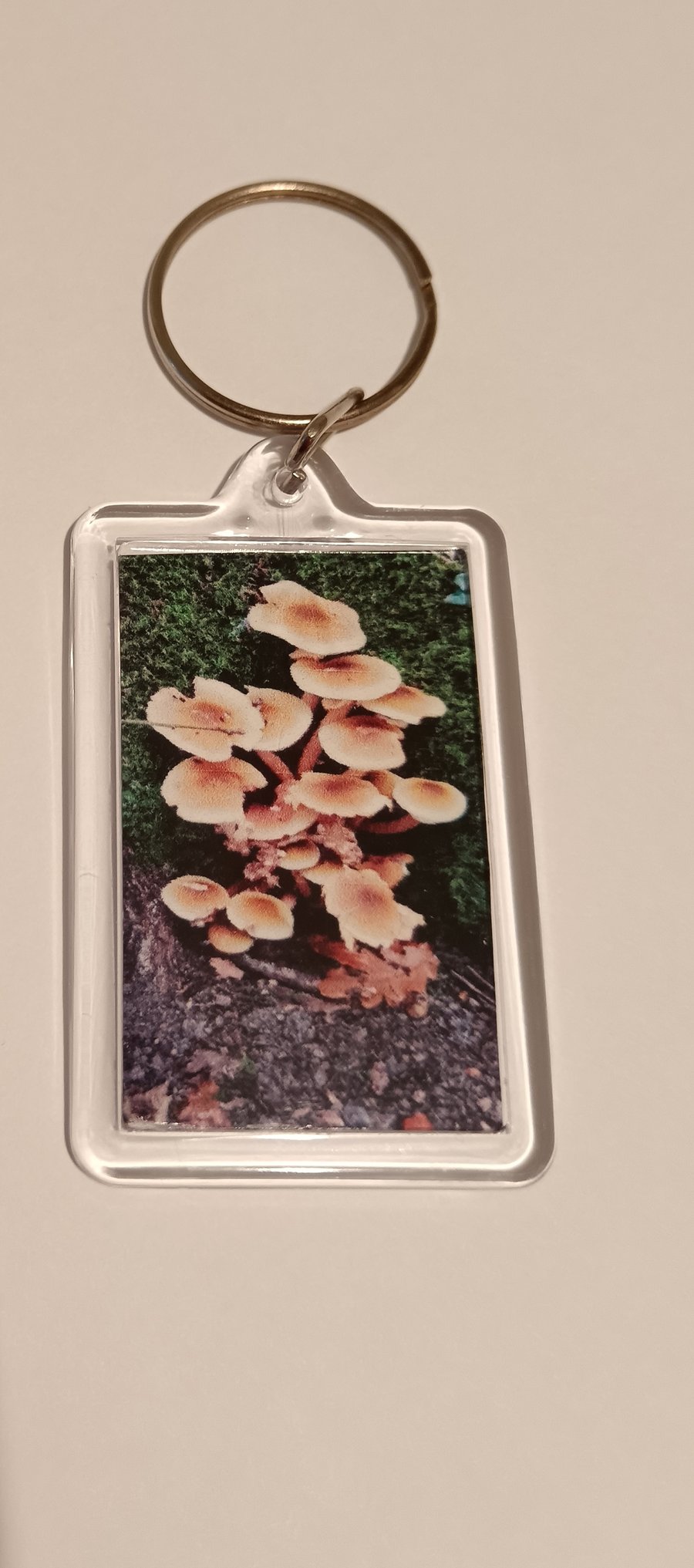 Mushroom themed handmade photography keyring