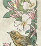 Wren in Roses lino cut print - Image 3