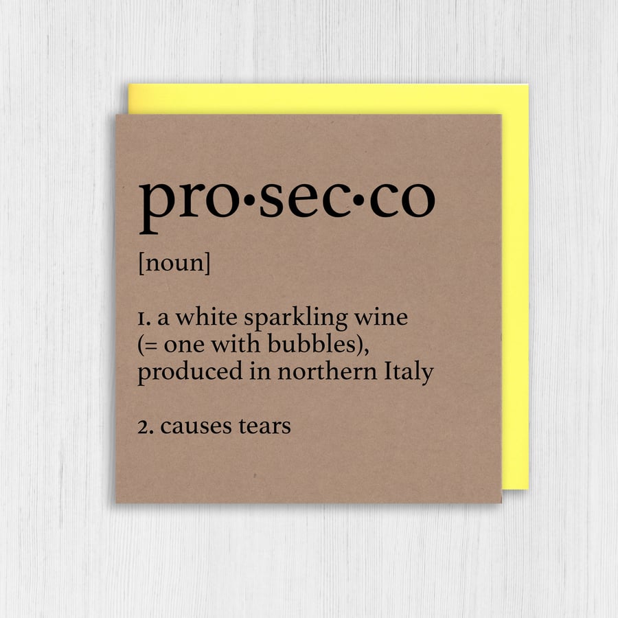 Kraft birthday card: Dictionary definition of prosecco