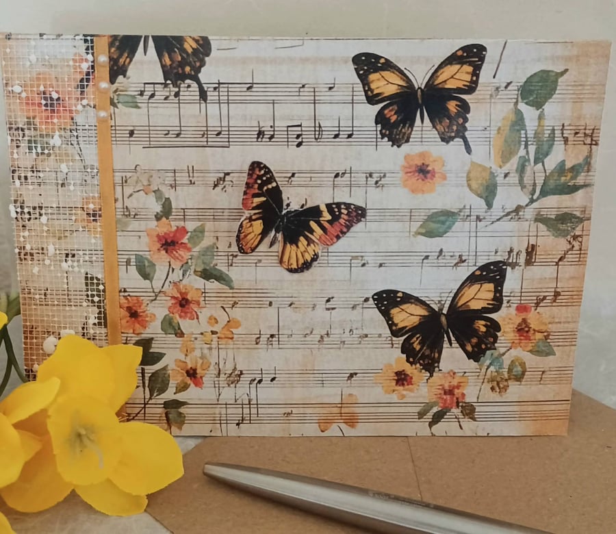 Handmade Mixed Media Butterfly Card