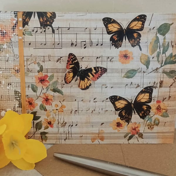Handmade Mixed Media Butterfly Card