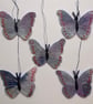Embroidered Butterfly Hanging Christmas Decorations Lavendar Purple (Set of 5)