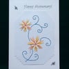 Happy anniversary,Hand embroidered personalised card,Flower design, R 25 
