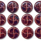 Bags of 12 Quartered Design Buttons, Large 25mm Wide, Brown Glossy Finish