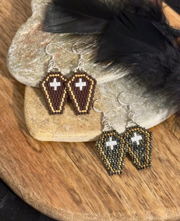 Gothic inspired Halloween coffin earrings