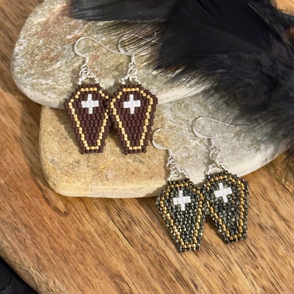 Gothic inspired Halloween coffin earrings