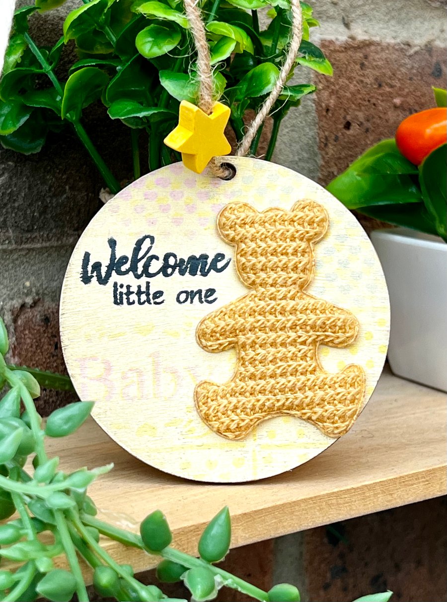 ‘New baby’ Wooden Decoration - Yellow Star