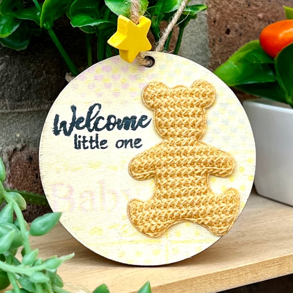 ‘New baby’ Wooden Decoration - Yellow Star