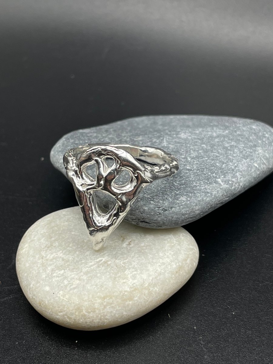 Unique sterling silver ring, cast from wax, organic form, hand crafted Size S