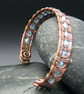 Snake Wire Weave Copper Cuff with Pale Blue AB Faceted Glass Beads - Image 3