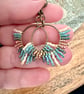 Small bohemian beadwork hoop fringe earrings in blue and bronze - Image 5