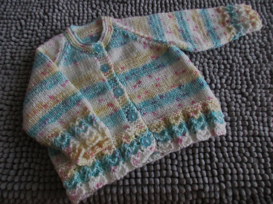 16" Lace Edge Multi Baby Cardigan