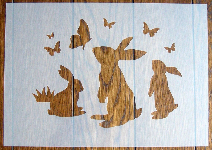 Bunnies Stencil Mask Reusable PP Sheet for Arts & Crafts