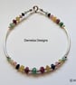 Dainty Ruby, Sapphire & Emerald Noodle  Sterling Silver Brangle - Image 7