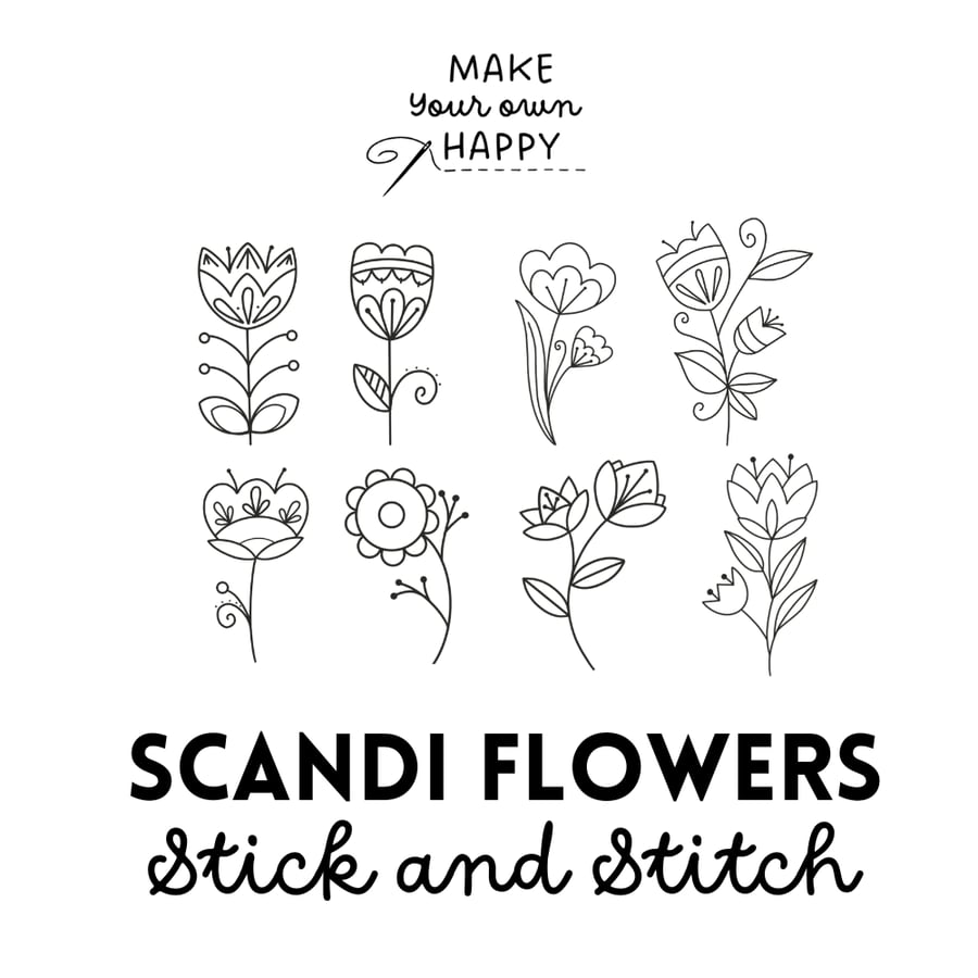 Scandi Flowers Stick & Stitch (Dissolvable Pattern for Embroidery)